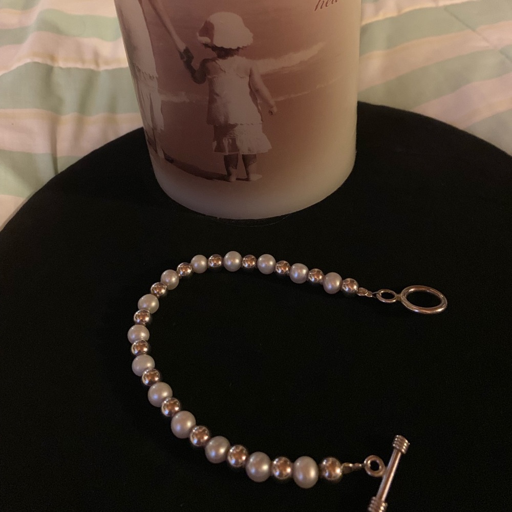 Silpada pearl and sterling bracelet